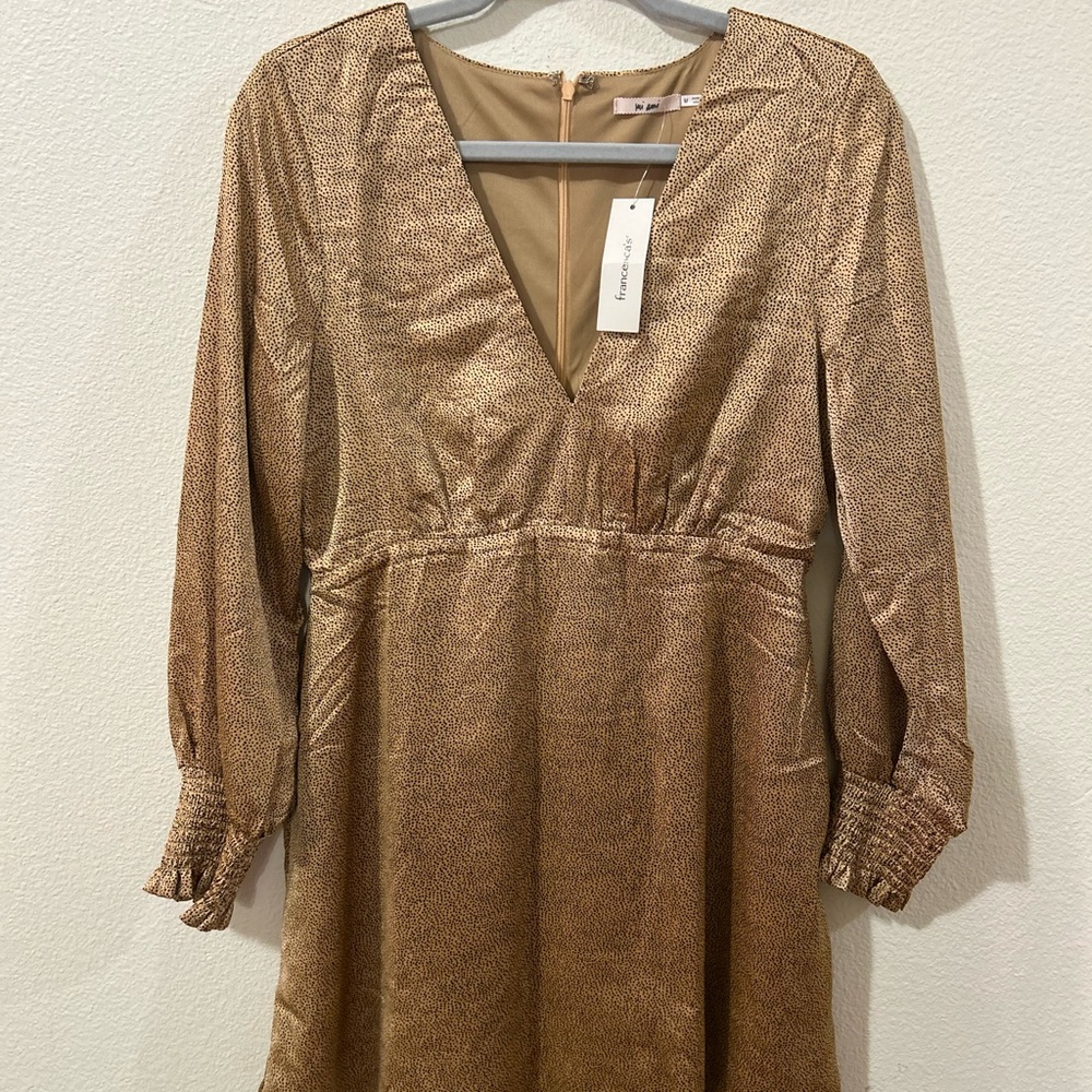 Francesca's Collections Gold Long Sleeve Dress